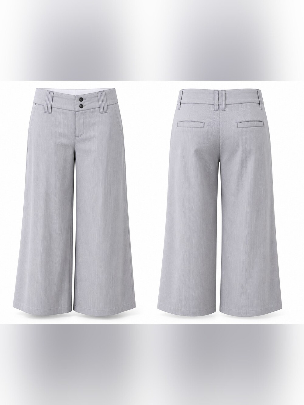 Fillmore California Wide Leg Pinstripe Trousers White Blue Cotton Stretch Size 2
